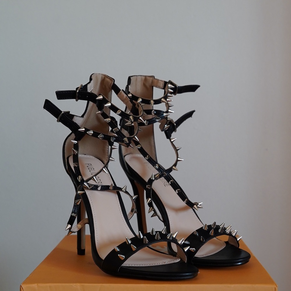 Edgy Black Studded Heels - NWT
